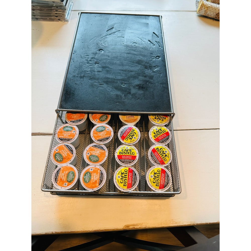 Silver Metal Mesh‎ Coffee Pod Storage Drawer Under Brewer Organizer Holder